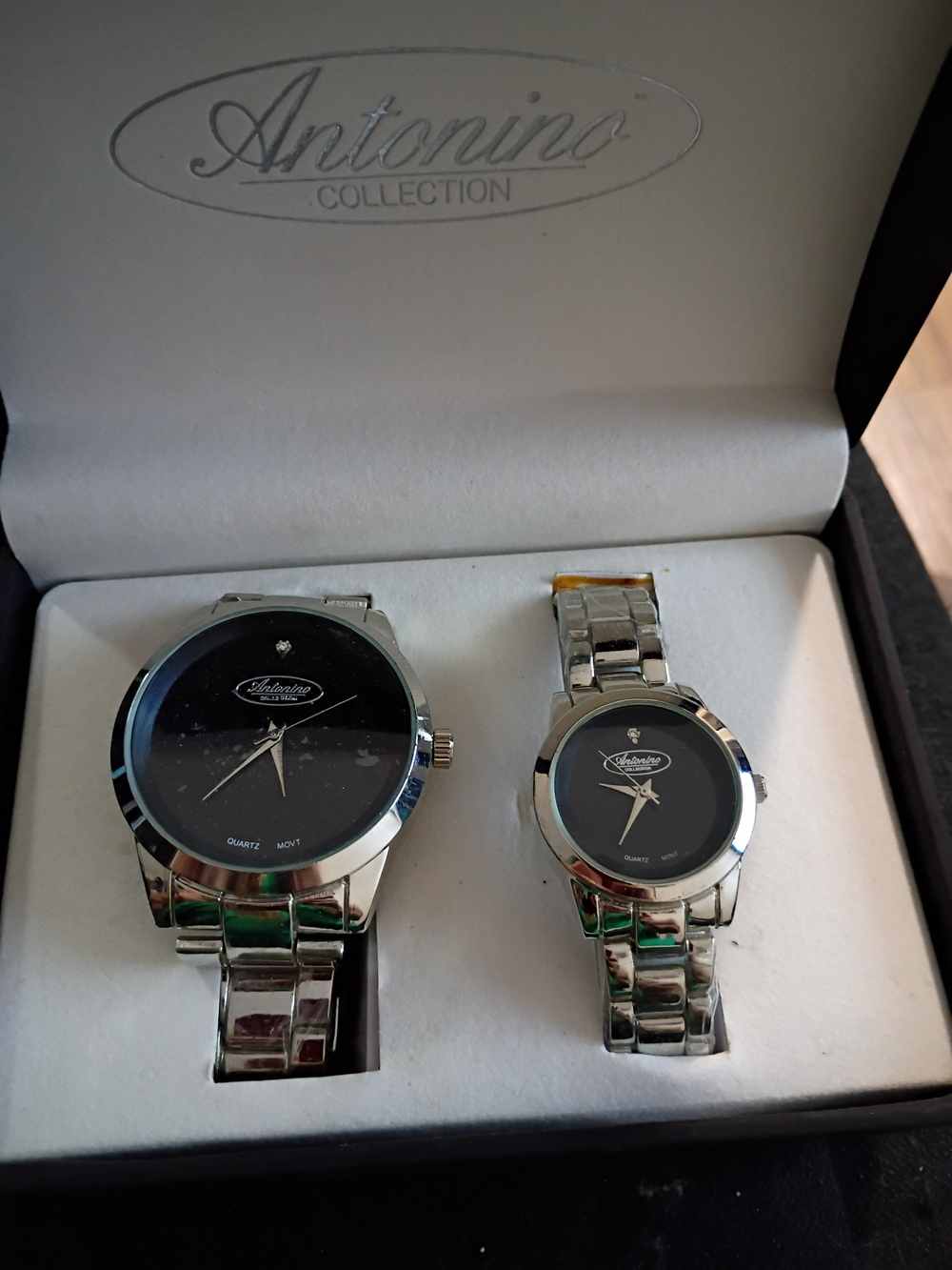 Men's Silver Stainless Steel Watch - Black Dial